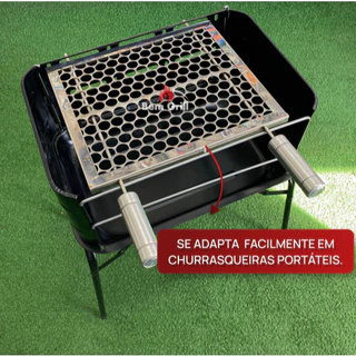 Grelha Pequena Para Churrasqueira Inox Reforçada Portátil Espetinho