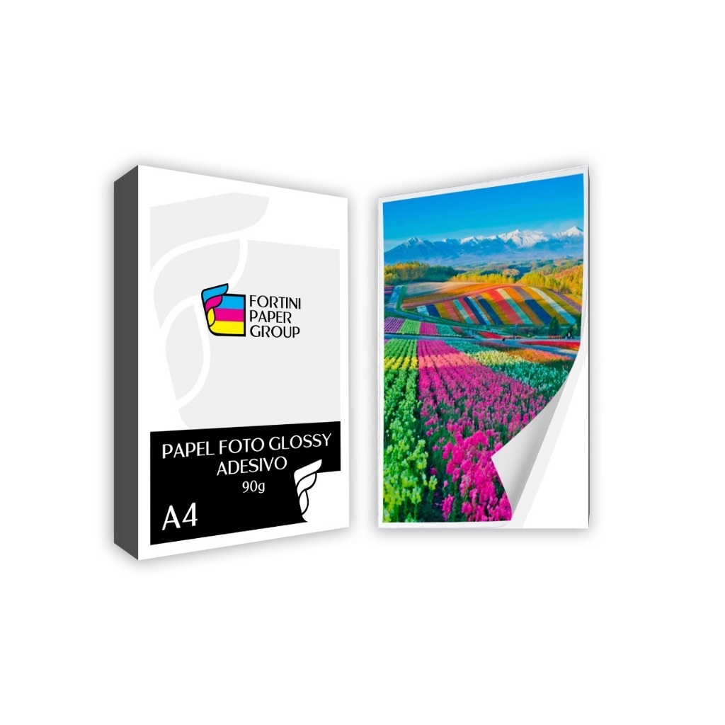 Papel Fotográfico Glossy Adesivo 90g A4 40 folhas para Jato de Tinta ...