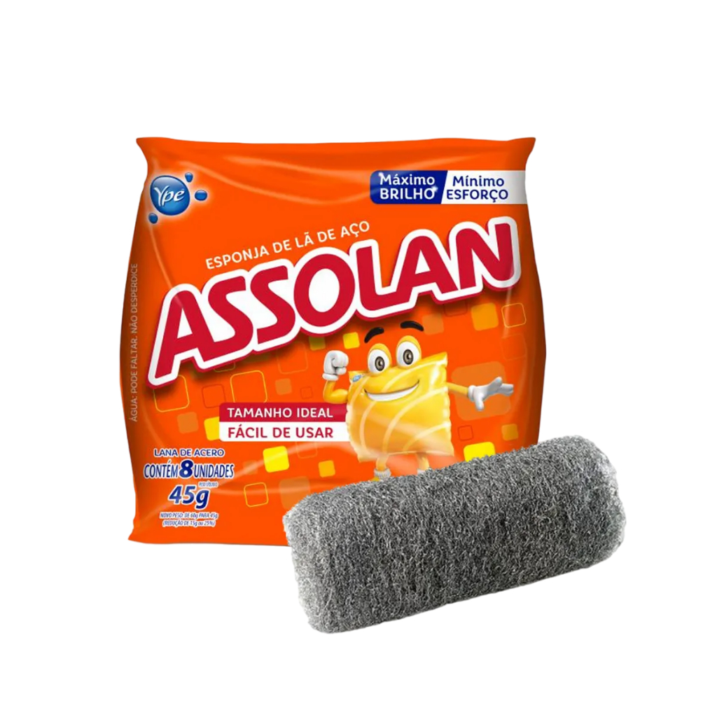 Esponja de Aço Assolan- 45g com 8 unidades (Clique e Escolha) | Shopee ...