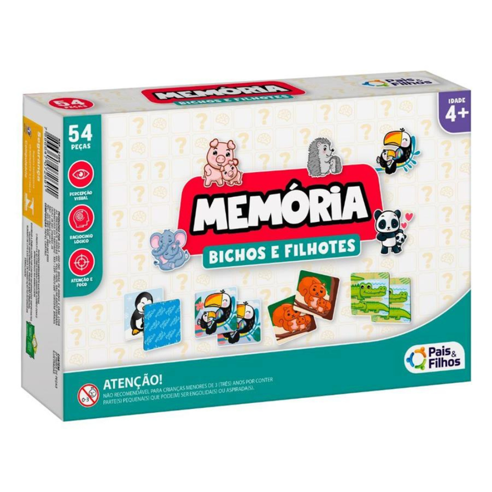Jogo da Memória Educativo Didático infantil Bichos e Filhotes Pais e ...