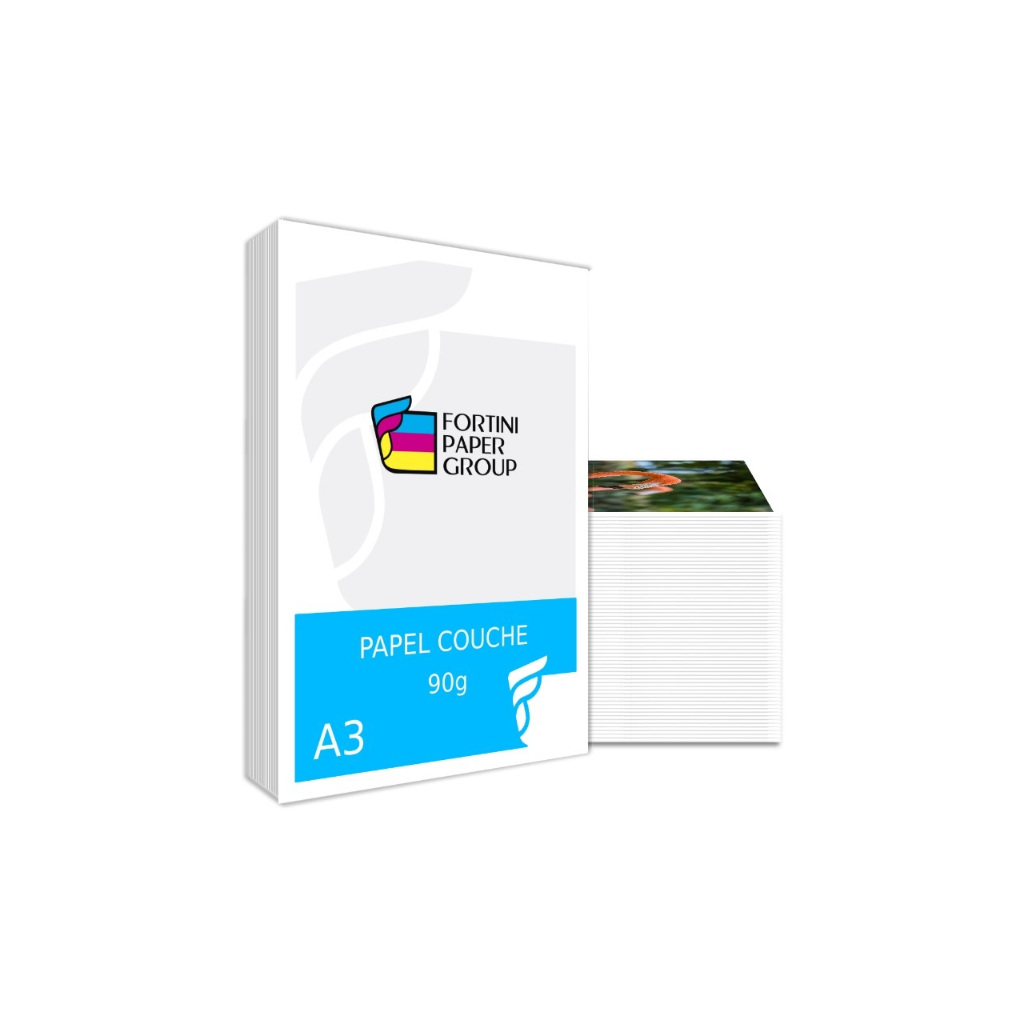 250 folhas Papel Couche Brilho 90g A3 Impressão Laser Couchê Gramatura ...