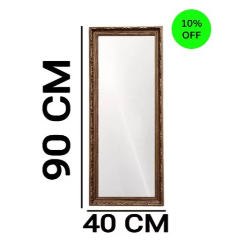 Espelho Com Moldura Decorativa Em Madeira 40x90 Cm para Sala, quarto, salão, escritorios
