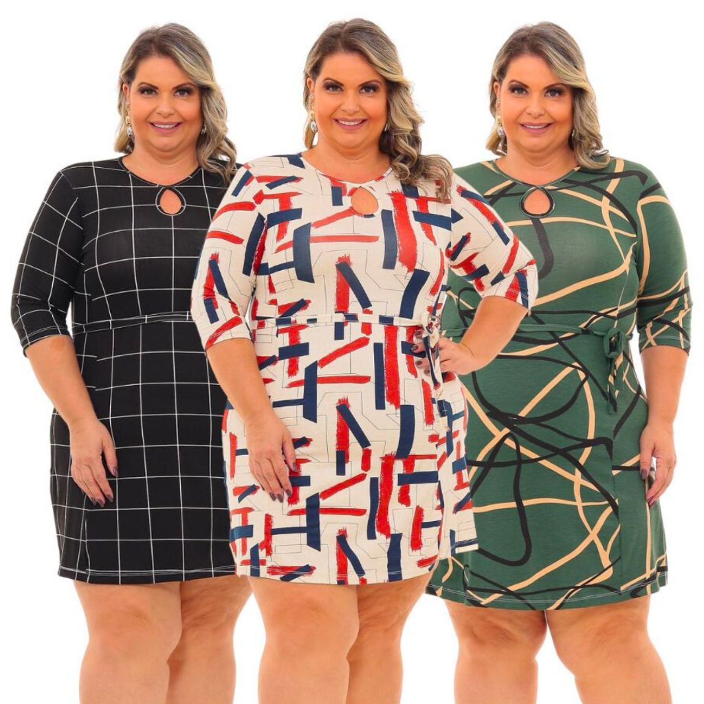 Kit 2 Vestido Inverno Plus Size Camisão Estampado Atacado | Shopee Brasil