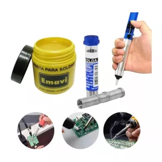 Kit Pasta De Solda Estanho Acessórios Ferro De Solda Soldador