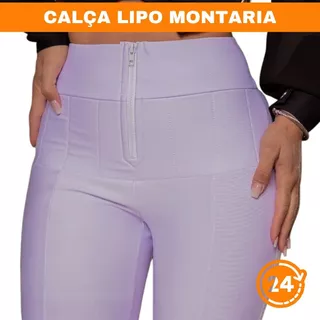 Calça Lipo BRANCA Feminina Skinny com Lycra Power Elastano, Cintura Alta e Zíper, Tecido GROSSO.