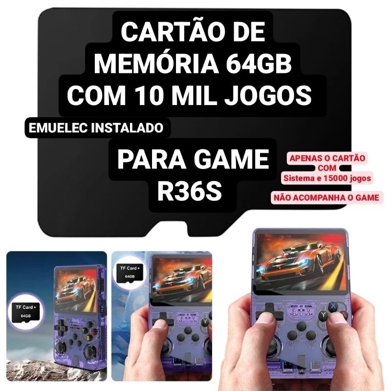 Cartão de Memória para o Console R35S e R36S Sistema Ark OS 14000+ Jogos 64gb/128gb/256gb