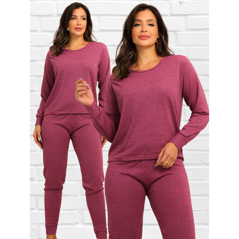 Conjunto de Lanzinha Feminino 2 Peças: Calça e Blusa de Manga Longa com ...