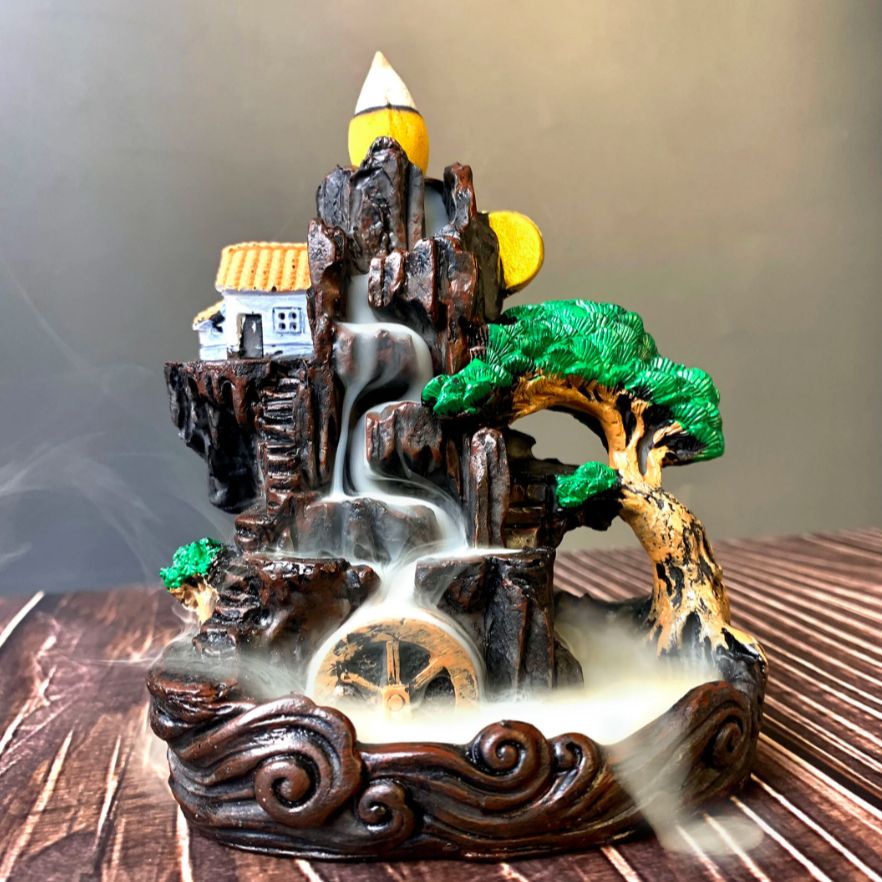 Mini Incensário Cachoeira Cascata Porta Incenso Sol Montanha