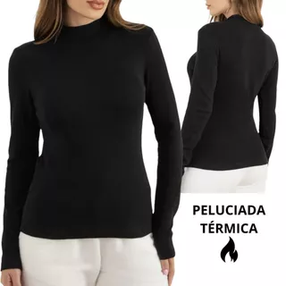 Blusa Gola Feminina Térmica Peluciada Segunda Pele Manga Longa Peluciada Inverno
