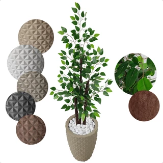 Planta Artificial Fícus Verde Benjamina Vaso Decoração Sala