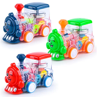Super Trenzinho de Engrenagens Com Luz e Som Colorido- Brinquedo Divertido para Crianças