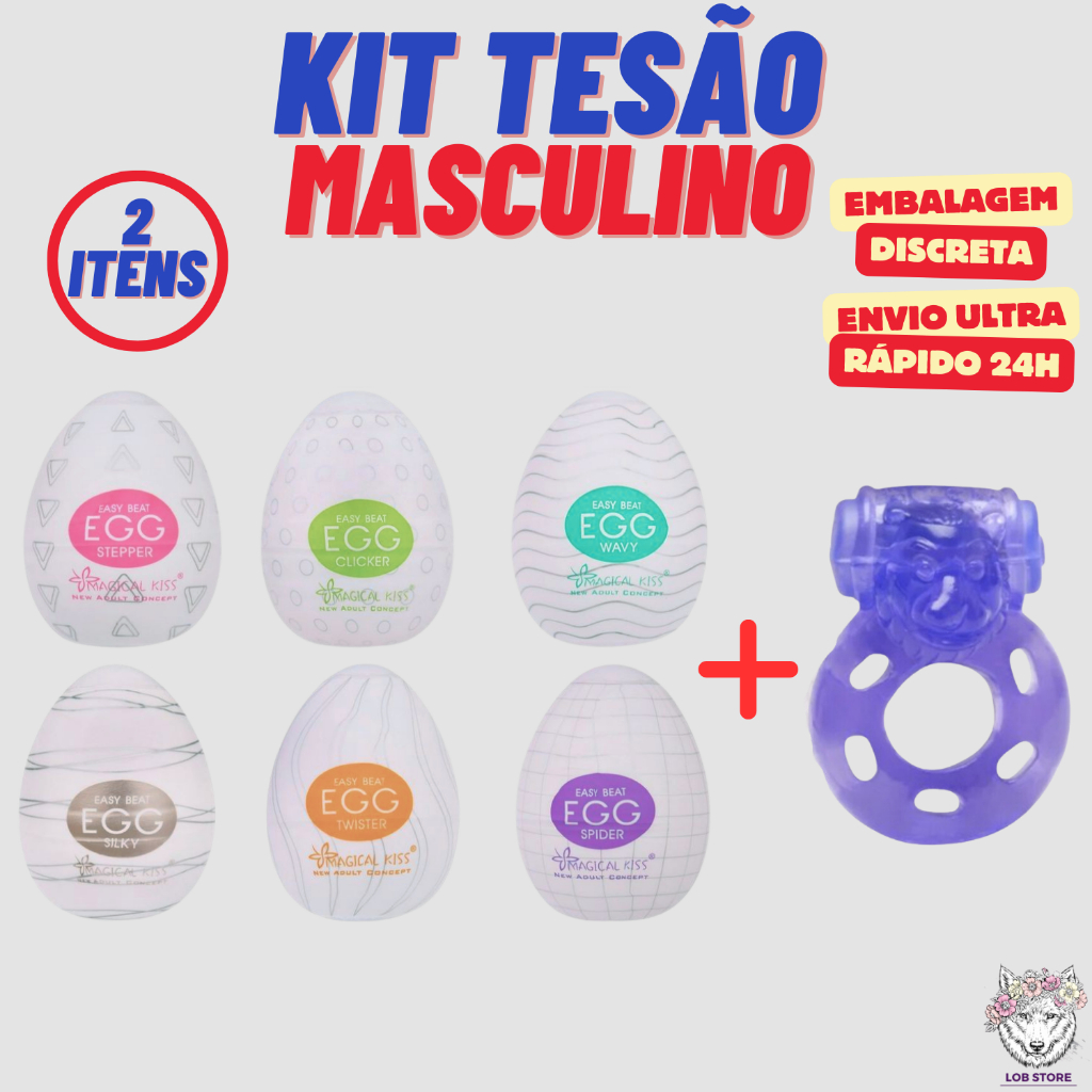 Kit Tesão Masculino Egg Ovo Masturbador + Anel Peniano Vibrador com ...
