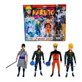 Kit 4 Bonecos Naruto Uzumaki Articulados Sasuke Kakashi: Aventura Ninja Garantida