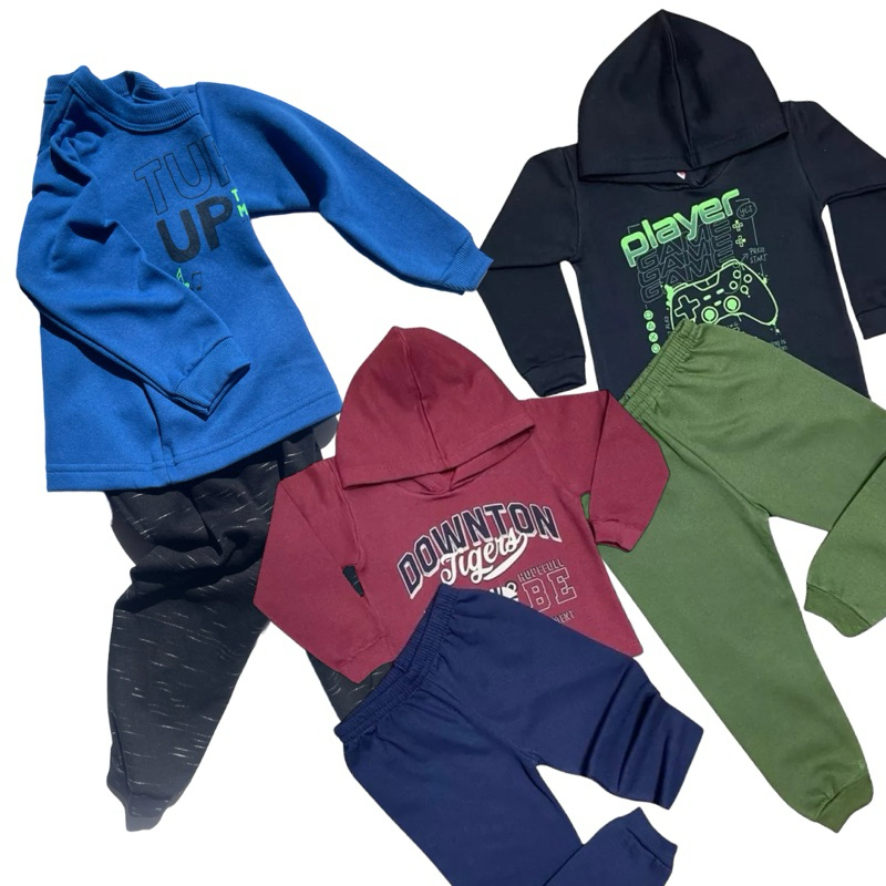 4 peças moletom masculino infantil peluciado outono inverno flanelado calça casaco frio conjunto kit