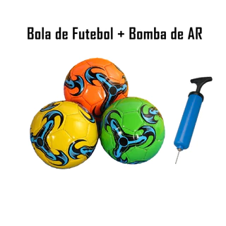 Kit Bola De Futebol Campo N°5 Oficial + Bomba De Ar E Bico Soccer Quadra Campo Pneus