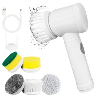 Escova De Limpeza Elétrica Giratória Usb Multi Funções 7 X 1 Acompanha 3 Cabeças Cabo Usb e Suporte de Parede cozinha banheiro vidros