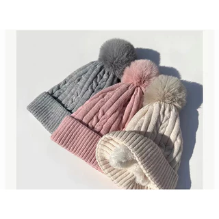 Gorro Touca Adulto Tricot Forrada Com Pompom Cores Diversas Pelúcia