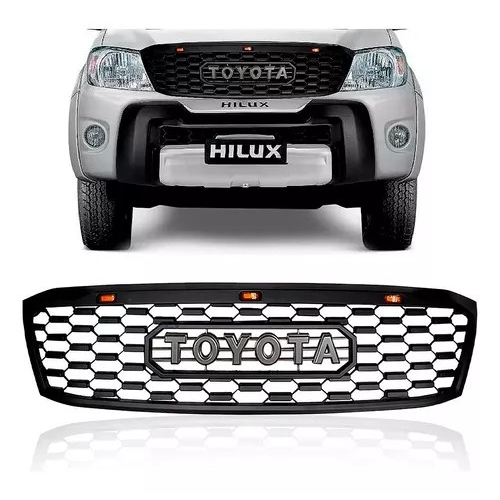 Grade Frontal Hilux Toyota Grafia Cinza C/ Led 2009/2011 | Shopee Brasil