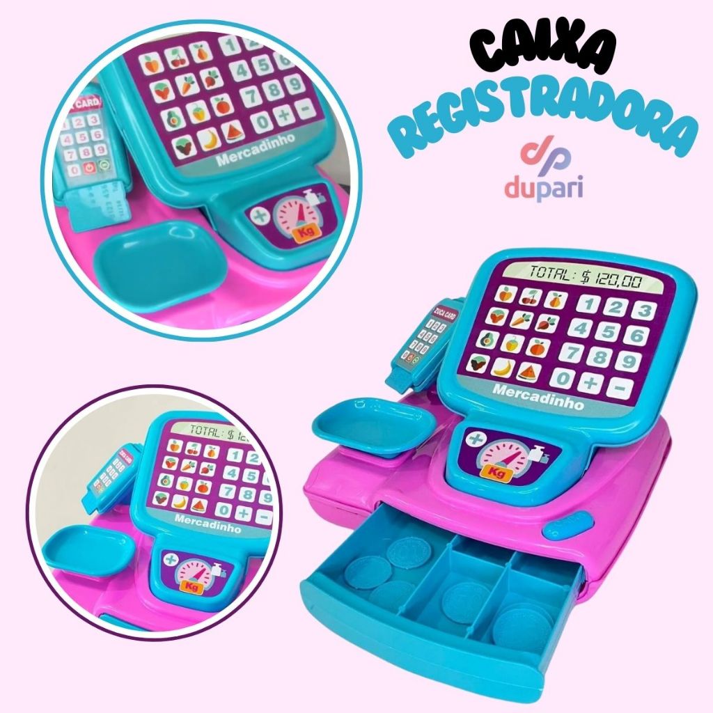 Brinquedo Caixa Registradora Supermercado Mercadinho Brincadeira Menina