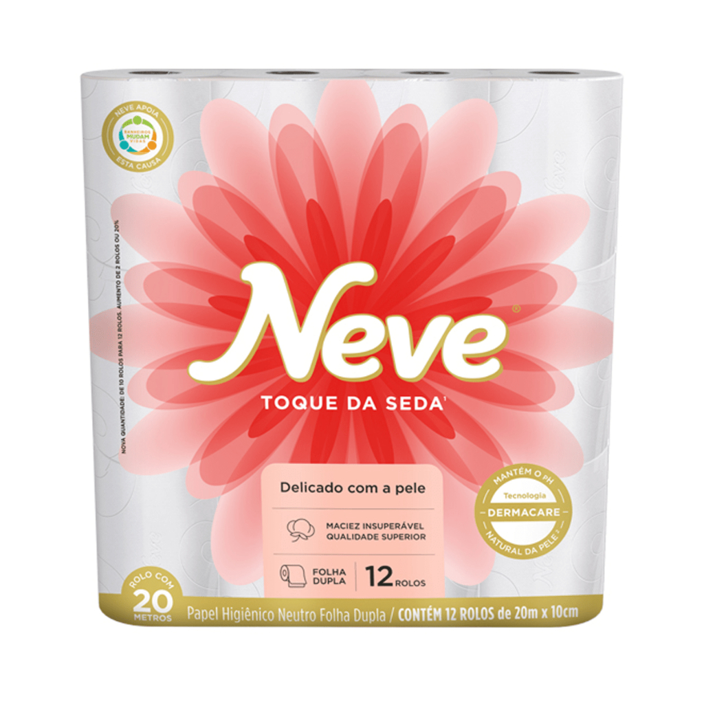 Papel Higiênico Folha Dupla 20m com 12 Rolos Neve Neve Toque da Seda ...