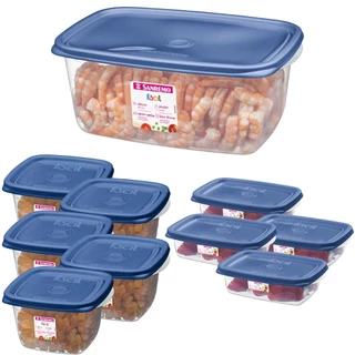 Kit 10 Potes Plásticos Hermético Sanremo Com Tampa Grande Vasilha Porta Mantimentos Conjunto Marmita