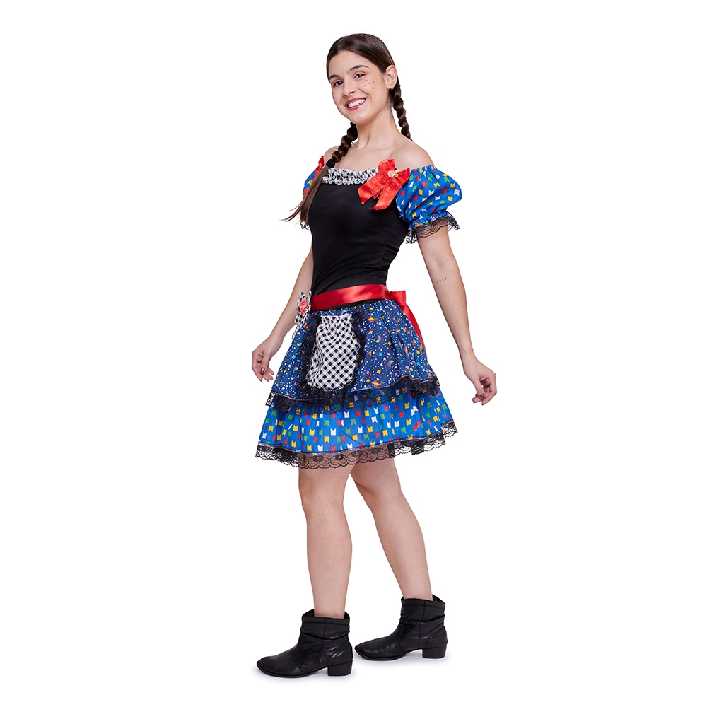 Vestido Adulto Junina São João Quadrilha Rodado + Shorts | Shopee Brasil