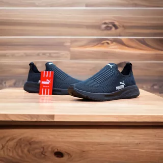 Tênis Meia Feminino Sem Cadarço Preto Confortável leve Tenis Slip on Caminhada Treino Ortopedico