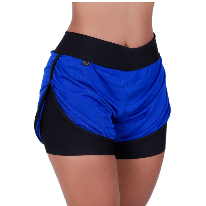 Short duplo academia feminino 2 em 1 fitness short treino corrida