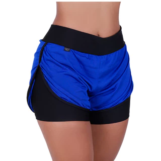 Short duplo academia feminino 2 em 1 fitness short treino corrida