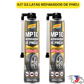 KIT 02 Reparador de Pneus MP10 Veda Furos 400ml Mundial Prime em Oferta na Shopee