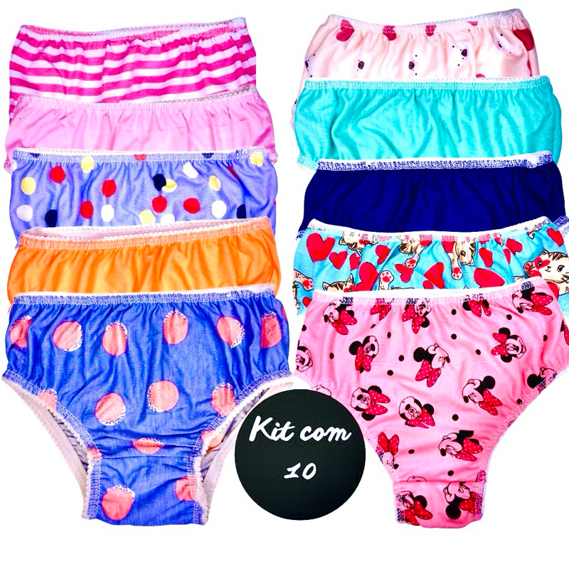 Imagem do produto kit com 10 Calcinha infantil Kids na loja Shopee