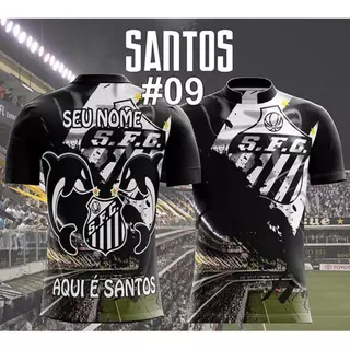 Camiseta de Time aqui é Santos Unissex de quebrada de Torcida+NOME