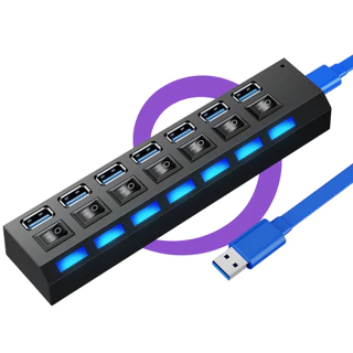 Hub Usb 3.0 Régua 7 Portas Cabo Extensor Adaptador Hd Ssd