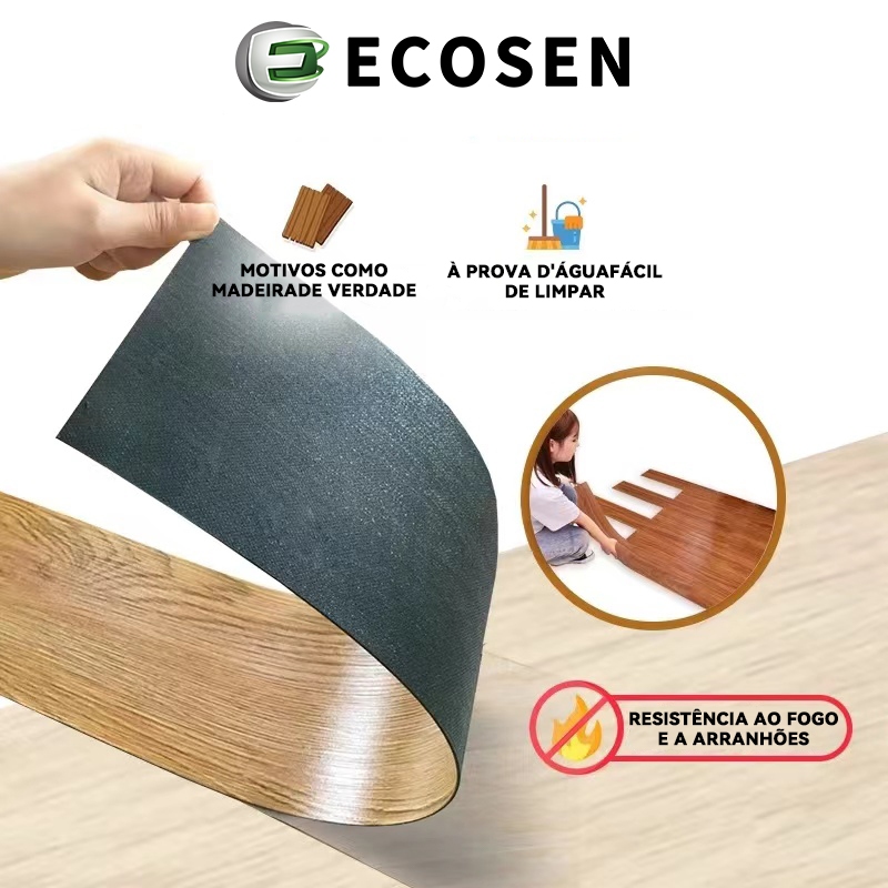 Piso Painel Revestimento Vinílico Adesivo Lavável Madeira 01 UNIDADE