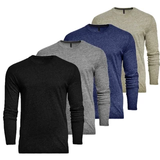 Kit 4 Camisas Camisetas Masculina Slim Fit Meia Malha Manga Longa