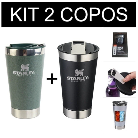 KIT 2 Copo termico 473mls com tampa e abridor para bebida quente ou gelada