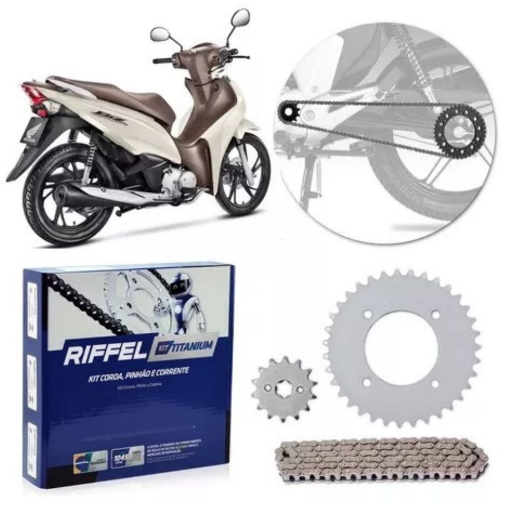 Kit Transmissão Relação Biz 125 2005 a 2023 Riffel 71877 | Shopee