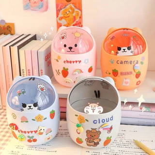 Mini Lixeira de Plástico com Adesivo para Mesa Escritório Lixeira para Casa Multiuso
