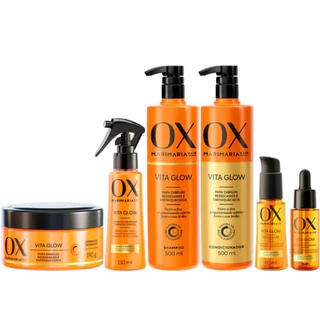 OX Vita Glow Mari Maria - Kit completo ( Sh. + Cond. 500ml, Cr. de Trat. 190gr + Sérum Rec. 110ml + Tonico Fort. 30ml + Óleo Reparador 60ml ) - Envio Rápido