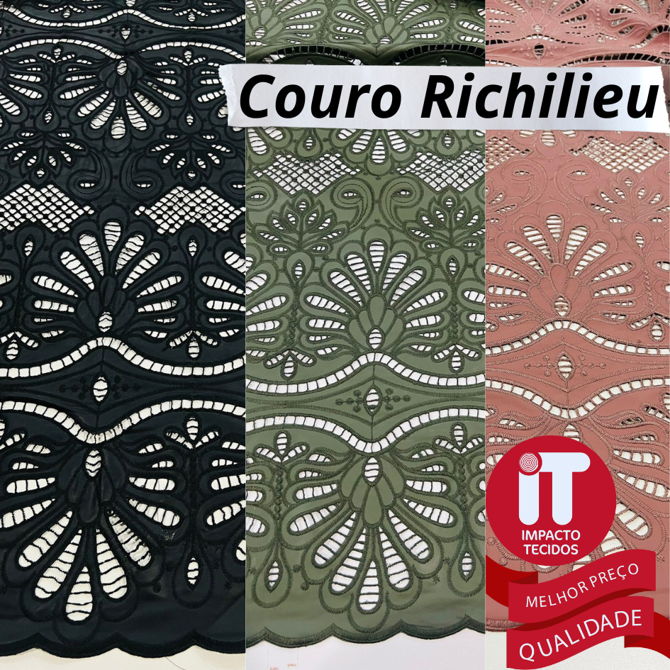 Tecido Couro Bordado Richilieu 1 metro x 1,40 | Shopee Brasil