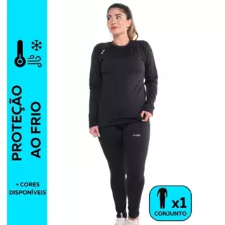 Conjunto Camiseta Calça Térmica Flanelada Segunda Pele Frio Intenso Vento