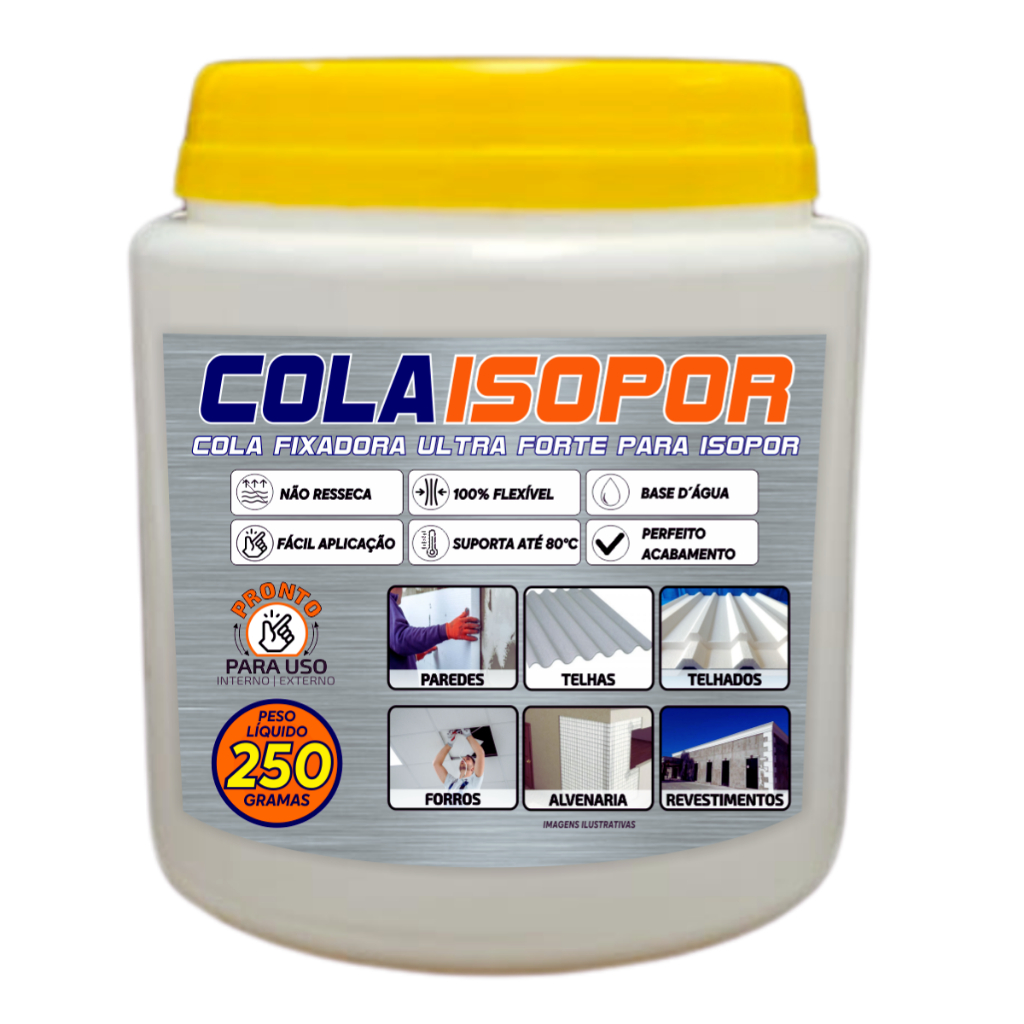 Cola Isopor Sem cheiro Branco 250gramas Pronto Uso Fácil Aplicação ...