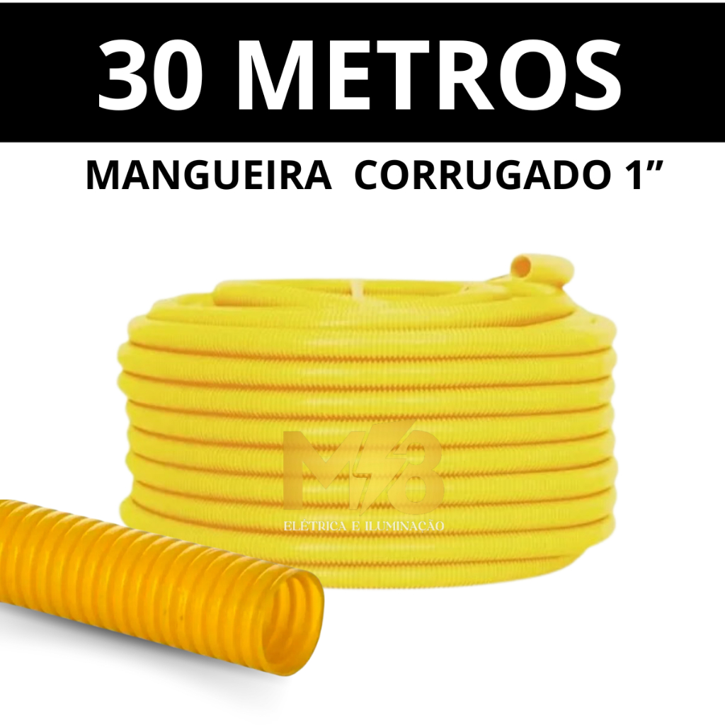 30 METROS MANGUEIRA CONDUÍTE CORRUGADO 1 POLEGADA AMARELA REFORÇADA ...