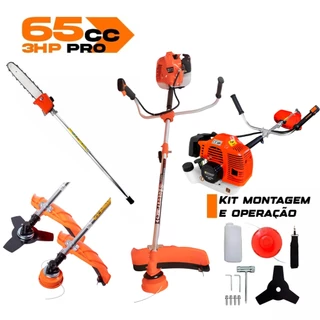 Roçadeira Multifuncional profissional 3hp 65cc + Motopoda