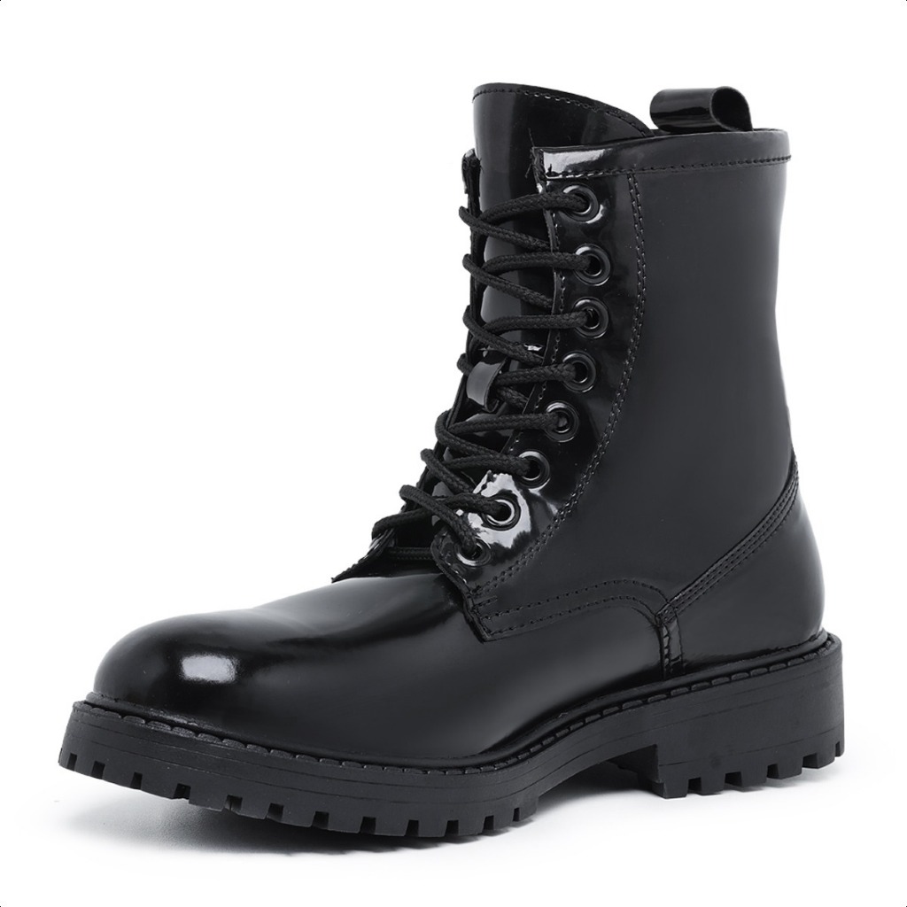 Bota Masculina Coturno Cano Médio Verniz