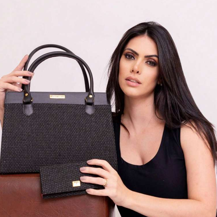 Bolsa Feminina Satchel Pasta Tote De Ombro + Carteira Feminina