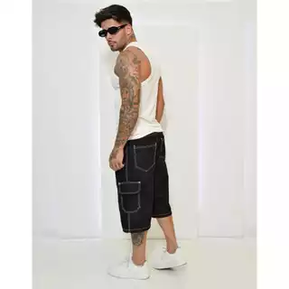Bermuda Cargo Larga Masculina Streetwear 6 Bolsos Skate