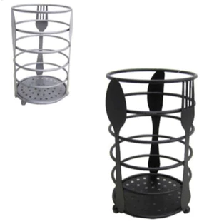 Porta Talher Escorredor Aramado Preto Redondo Talheres - Envio Imediato!