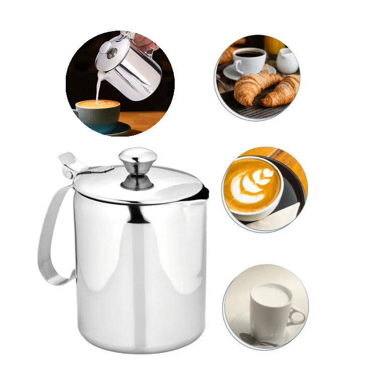 Bule Inox 750ML Servir Café Chá Leite Com Tampa Leiteira Luxo | Shopee ...