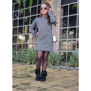 Vestido Infantil Oncinha Animal Print Manga Longa Bufante Moda Gringa Mini Diva Blogueirinha